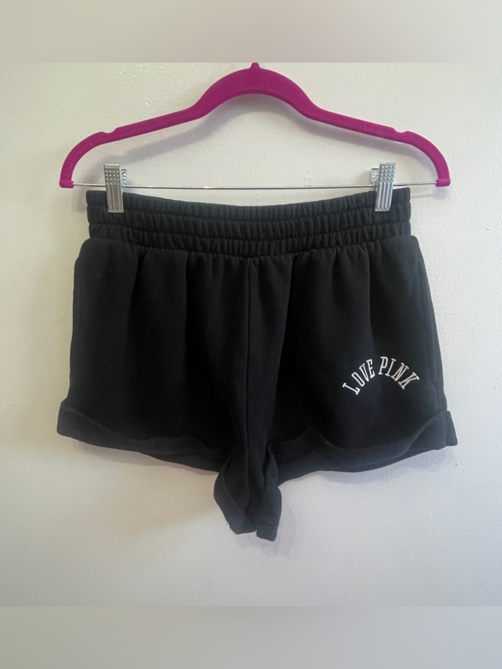 PINK Victoria's Secret Black Shorts Love pink detail